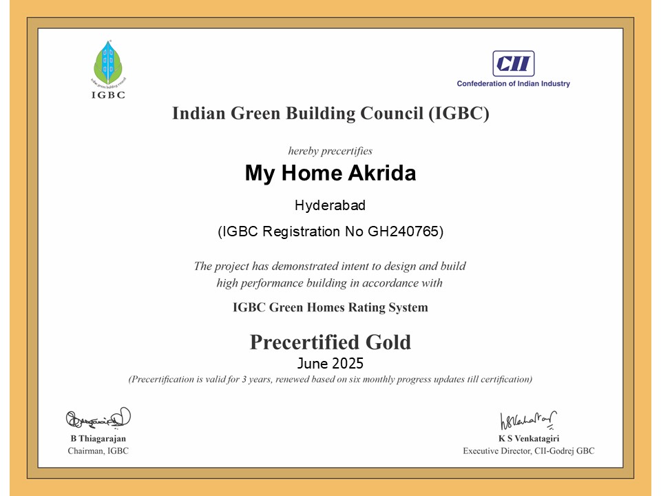 IGBC Green Residential Society Platinum Certified – My Home Ankura